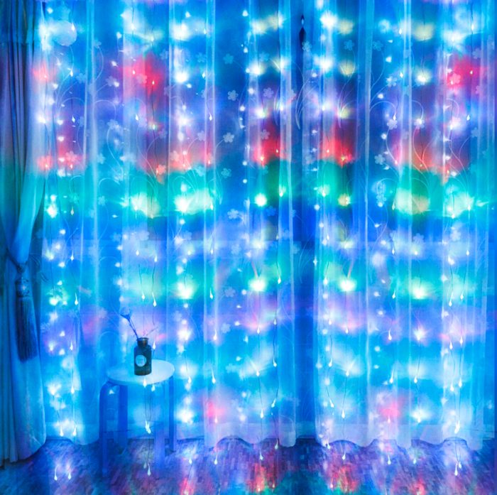 240 LEDs Rainbow Curtain String Lights with 32-key IR Remote