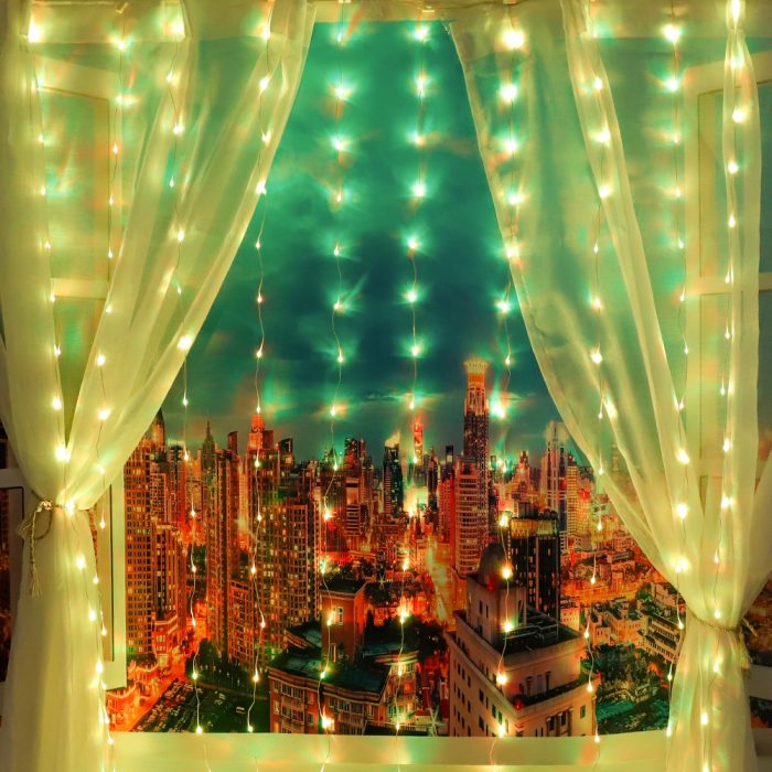240 LEDs Rainbow Curtain String Lights with 32-key IR Remote