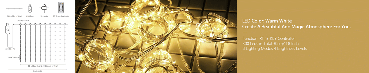 LEDs Curtain String Lights