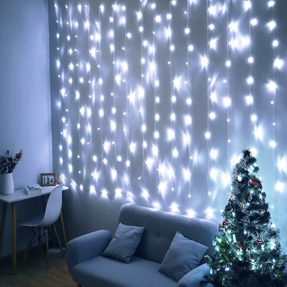 free shipping curtain fairy lights cool white